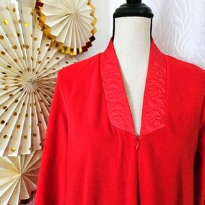 Vintage jcpenny's | Red Zippered Midi House Robe | Size M